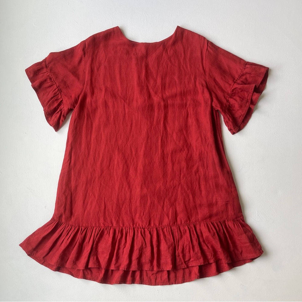 Urban Outfitters Suddenly Spring Linen Ruffle Mini Dress